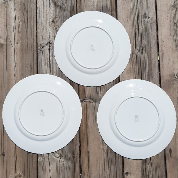 Vintage Paragon Morning Rose Bone China 10 3/4" Dinner Plate Blue Silver Lot (3) - Picture 2 of 7